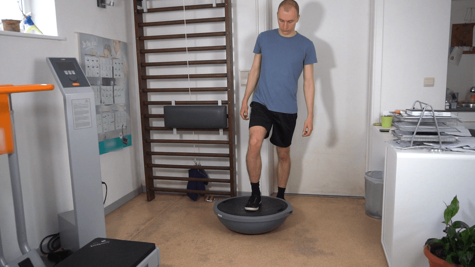 How to stand on a Bosu Ball with one leg