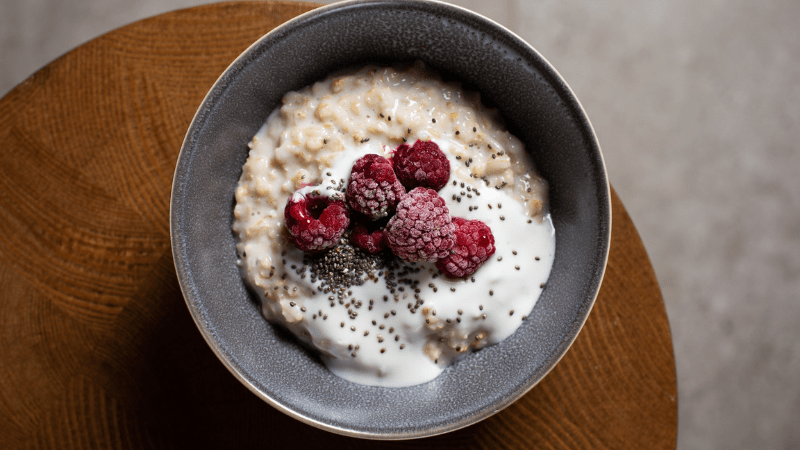 Bowl of oatmeal with chia seeds
